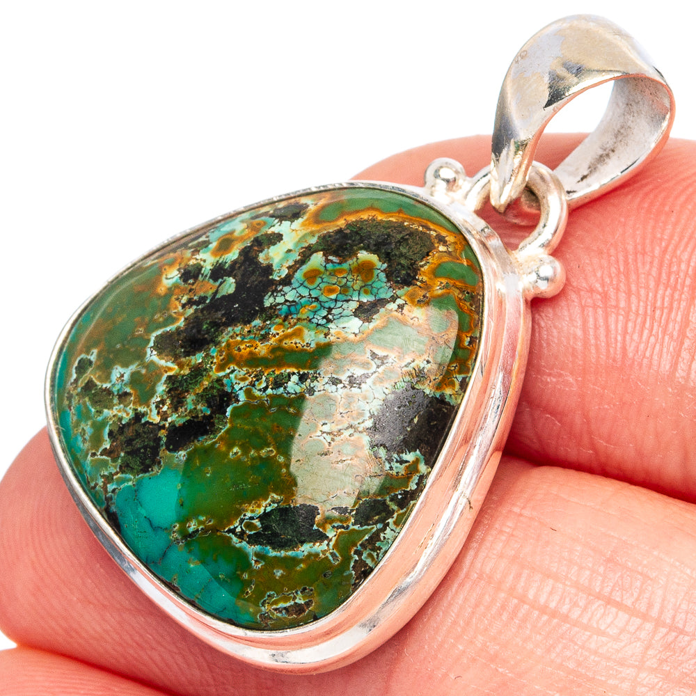 Rare Arizona Spiderweb Turquoise Pendants 1 1/4" (925 Sterling Silver) P43244