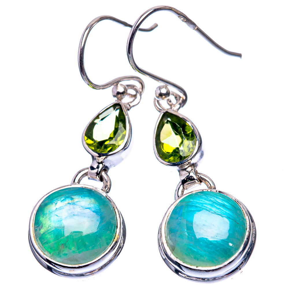 Green Moonstone, Peridot Earrings 1 1/2" (925 Sterling Silver) E432417