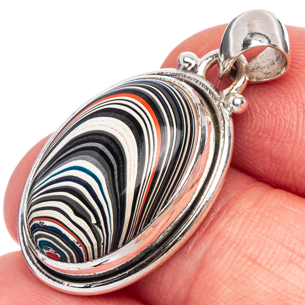 Rare Fordite Pendant 1 1/4" (925 Sterling Silver) P39954