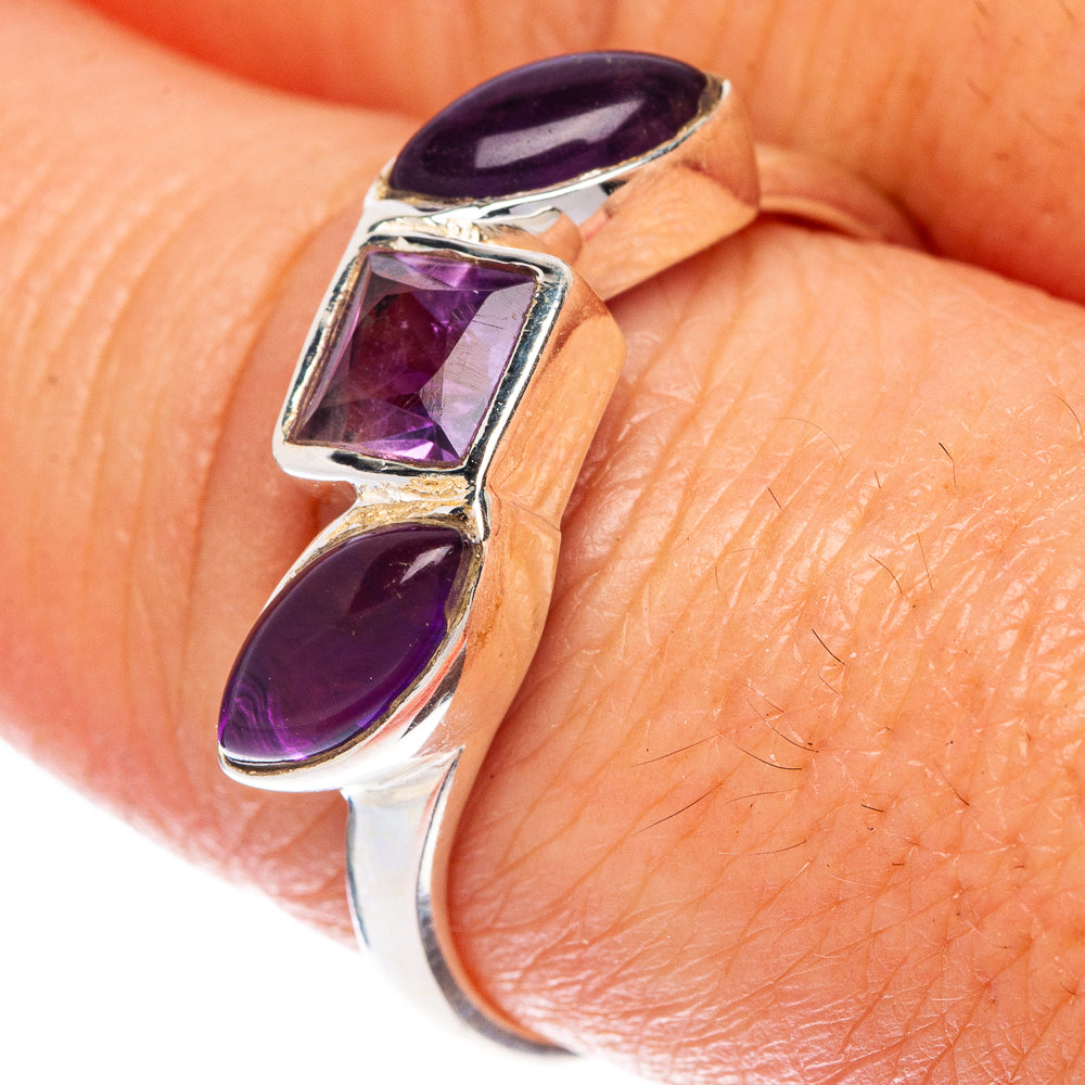 Faceted Amethyst Ring Size 8.75 (925 Sterling Silver) R1435