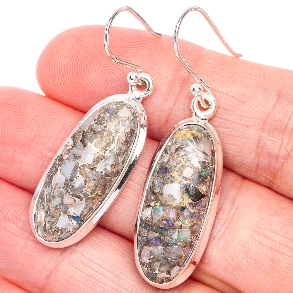 Brecciated Ethiopian Opal Earrings 1 5/8" (925 Sterling Silver) E433104