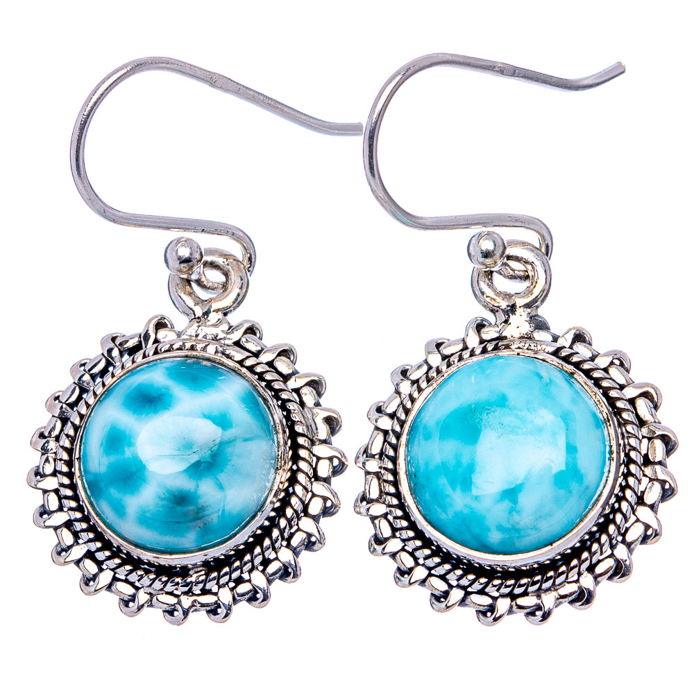 Rare Larimar Earrings 1 1/8" (.925 Sterling Silver)