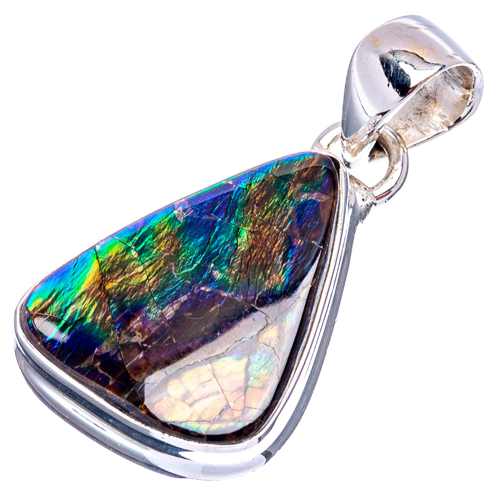 Rare Canadian Ammolite Pendant 1 1/8" (.925 Sterling Silver)