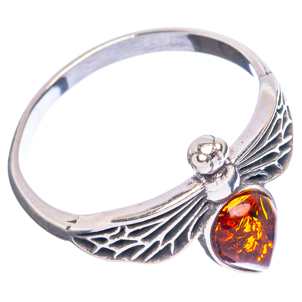 Baltic Amber Honey Bee Ring Size 6.75 (.925 Sterling Silver)