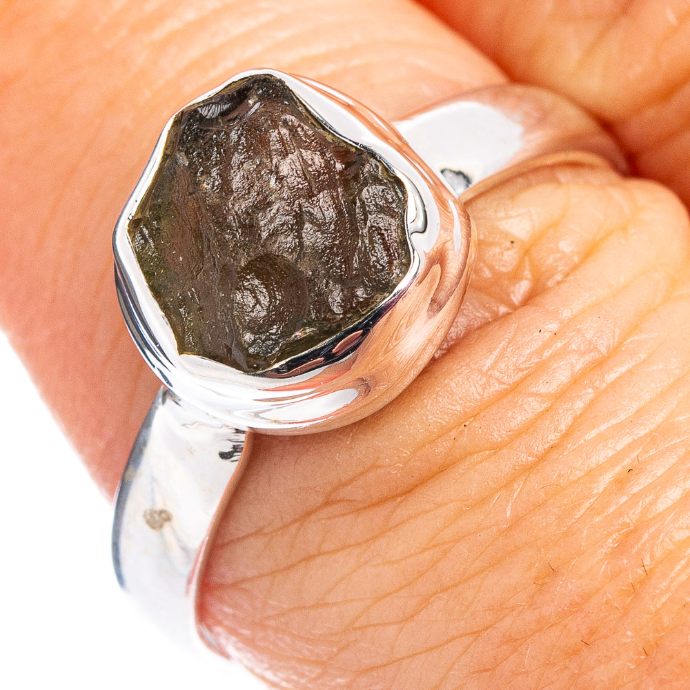 Rare Moldavite Ring Size 8.5 (.925 Sterling Silver)