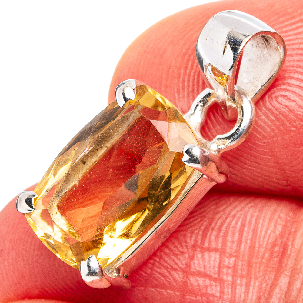 Faceted Citrine Dainty Pendant 7/8" (.925 Sterling Silver)