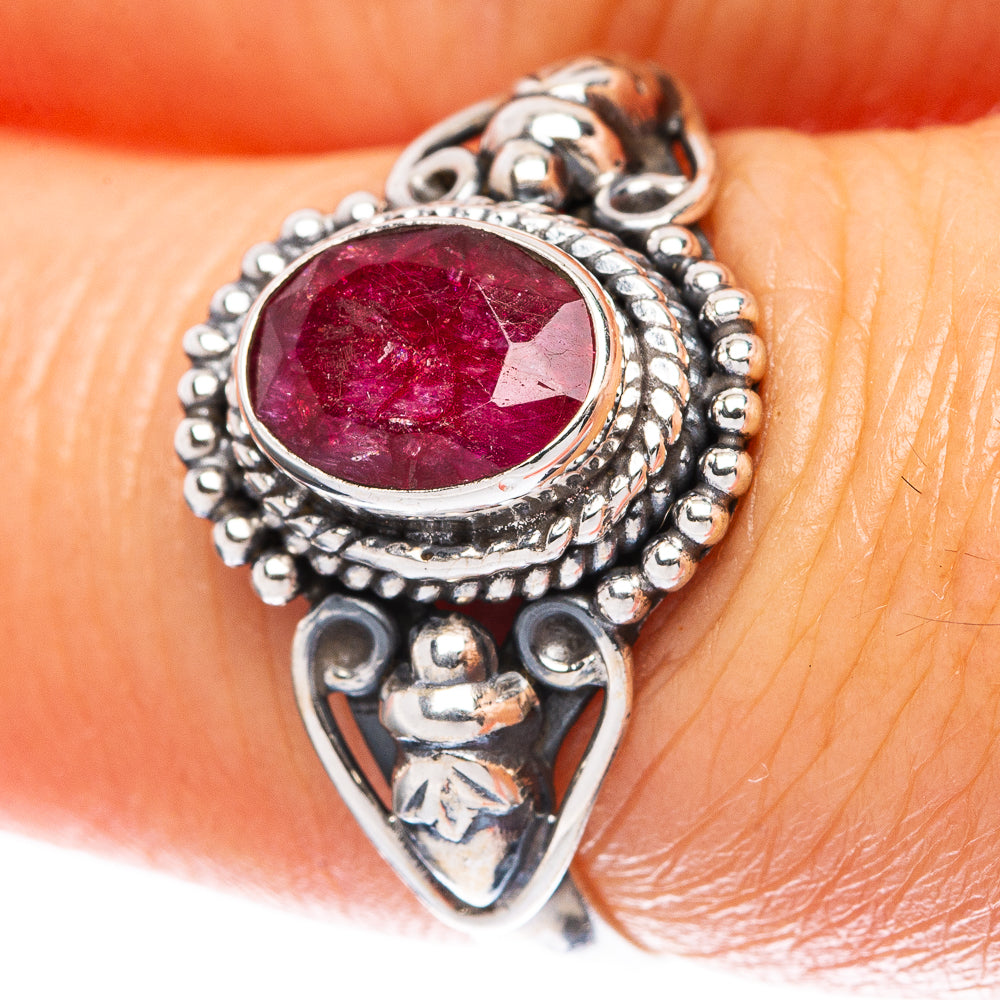 Red Sillimanite Dainty Ring Size 7 (925 Sterling Silver) R5107