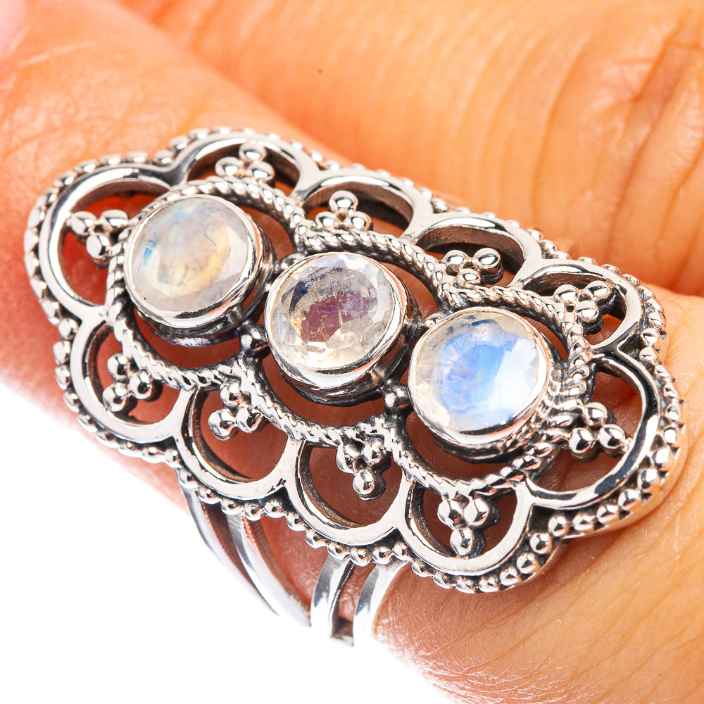 Rainbow Moonstone Ring Size 5.75 (925 Sterling Silver) R142699