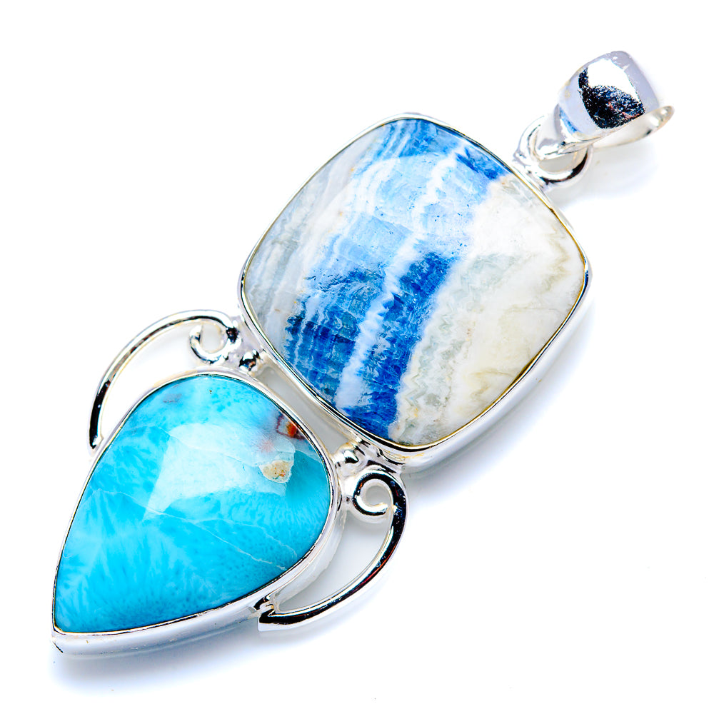 Blue Scheelite, Larimar Pendant 2 1/4" (925 Sterling Silver) PD38217