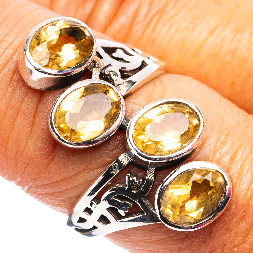 Faceted Citrine Ring Size 7.75 (.925 Sterling Silver)