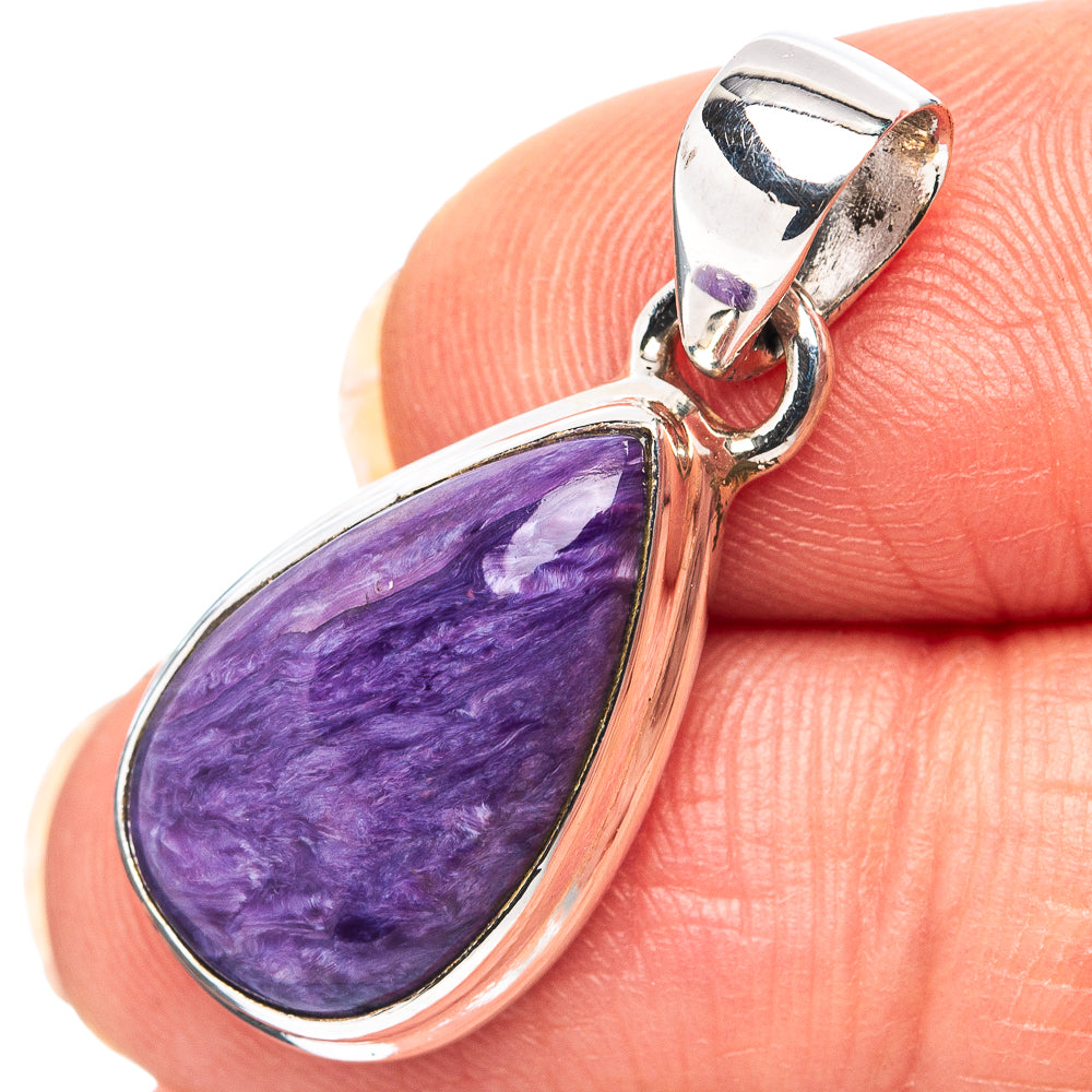 Charoite Pendant 1 1/8" (.925 Sterling Silver)