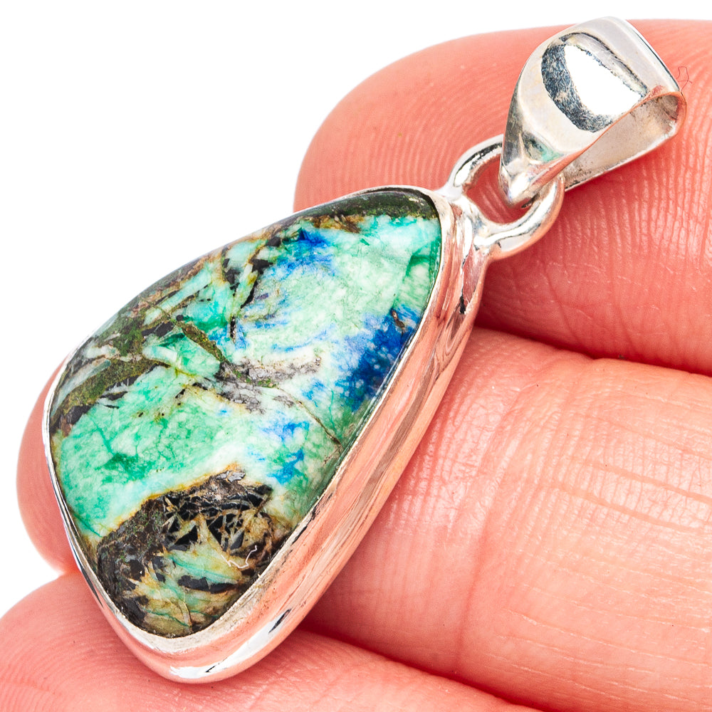 Azurite Pendant 1 3/8" (925 Sterling Silver) P43511