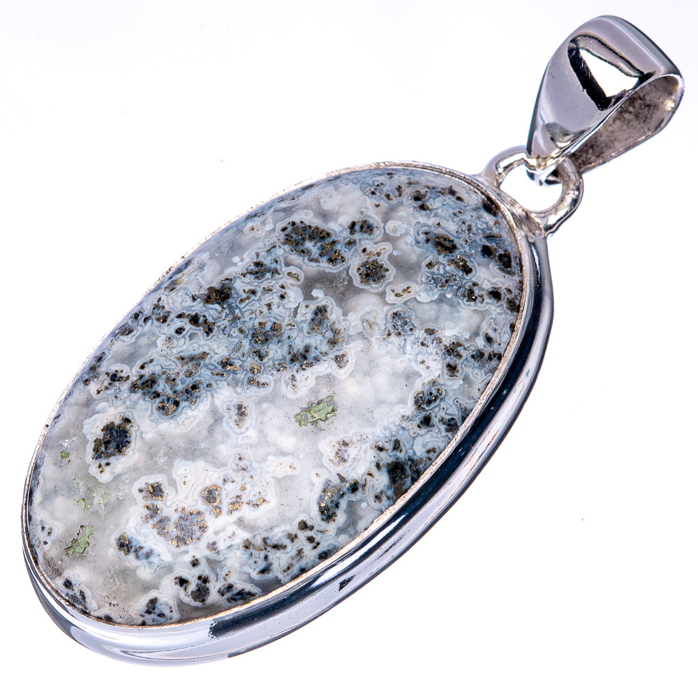 Rare Marcasite In Quartz Pendant 1 3/4" (925 Sterling Silver) P40931