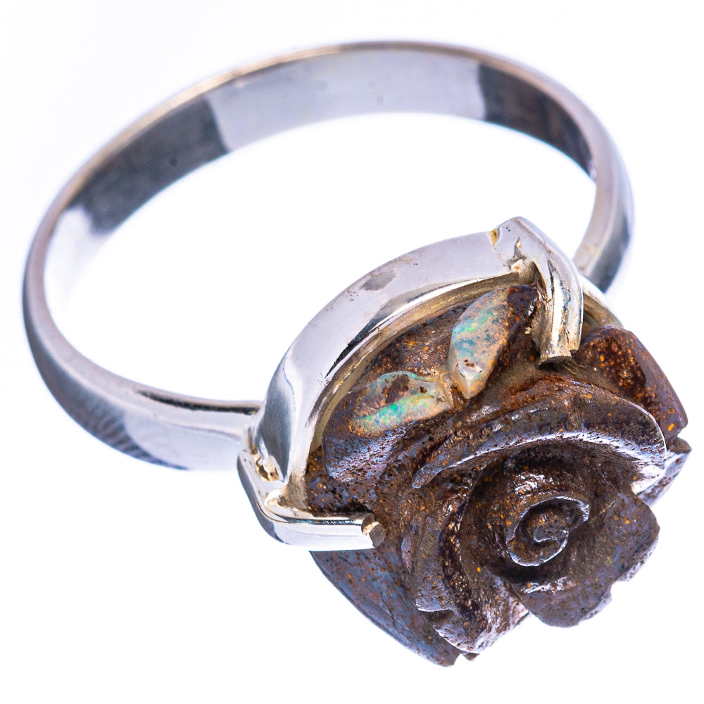 Rare Boulder Opal Rose Ring Size 10 (925 Sterling Silver) R2355