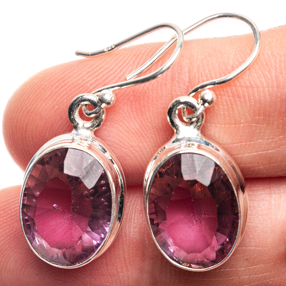 Faceted Color Change Alexandrite (Lab.) Earrings 1 1/4" (925 Sterling Silver) E432522
