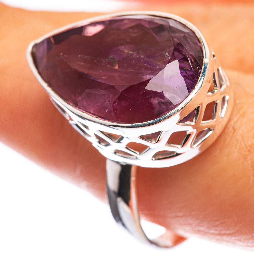 Faceted Amethyst 925 Sterling Silver Ring Size 10