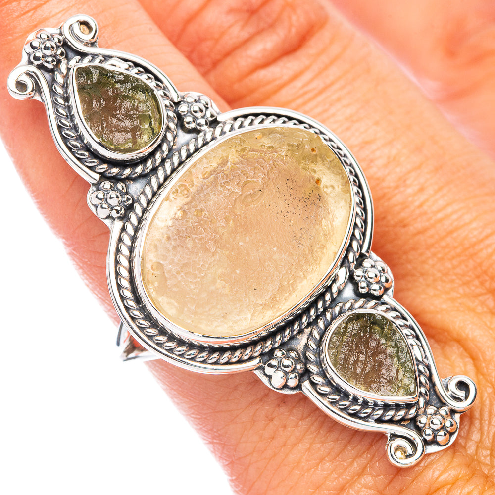 Signature Libyan Desert Glass, Moldavite Ring Size 8.75 (925 Sterling Silver) R7583