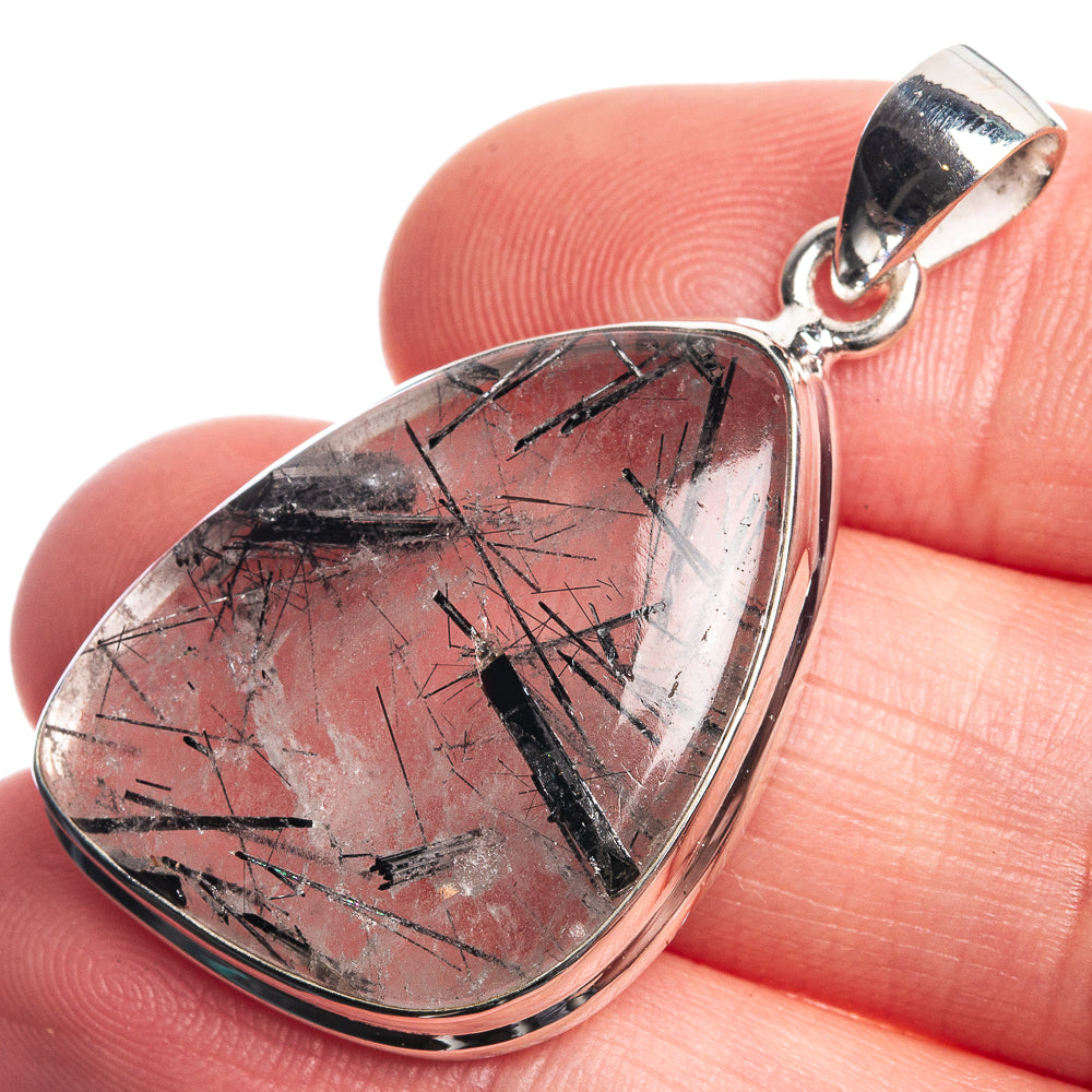 Tourmalinated Quartz 925 Sterling Silver Pendant 1 5/8"