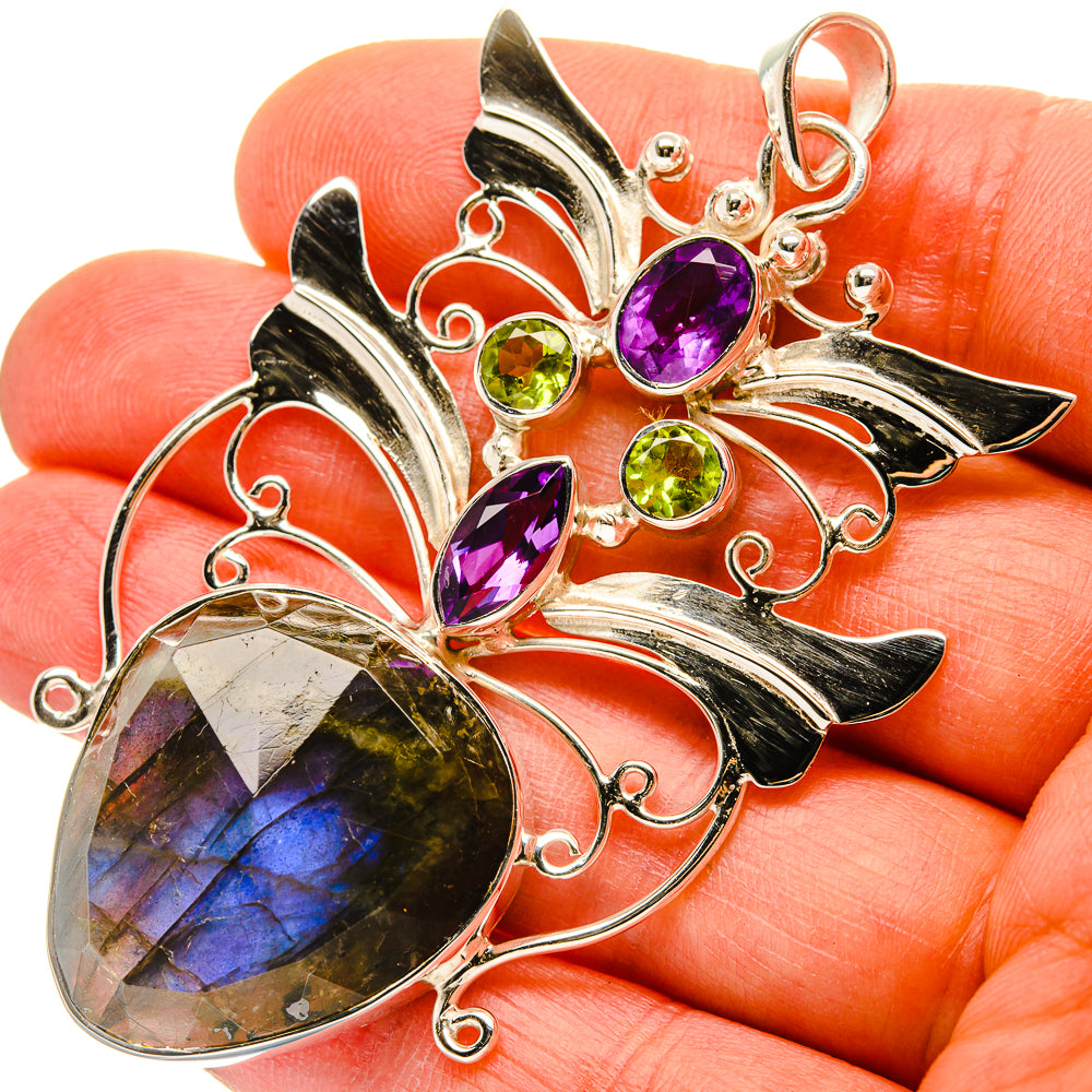 Signature Labradorite, Amethyst, Peridot Pendant 2 5/8" (925 Sterling Silver) PD37833