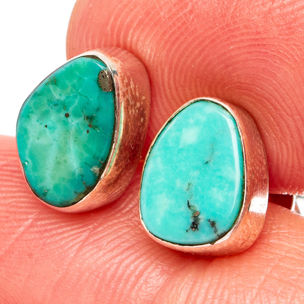 Rare Kingman Turquoise Earrings 3/8" (.925 Sterling Silver)