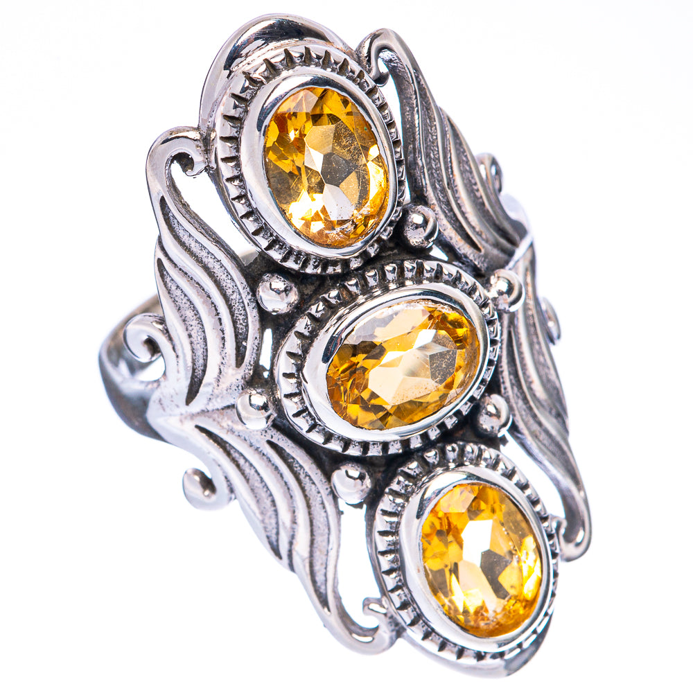 Faceted Citrine Ring Size 8.25 (925 Sterling Silver) R3112