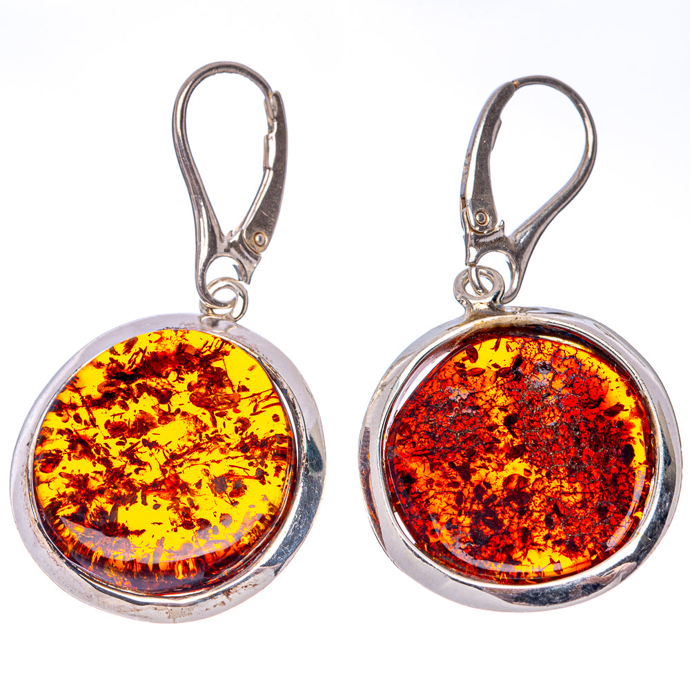 Baltic Amber Earrings 1 3/4" (925 Sterling Silver) E1096