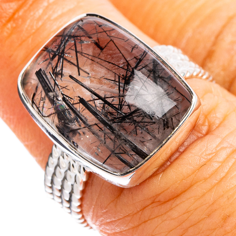 Premium Tourmalinated Quartz Ring Size 6.5 (.925 Sterling Silver)