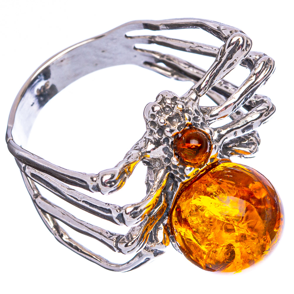 Baltic Amber Spider Ring Size 8.5 (.925 Sterling Silver)
