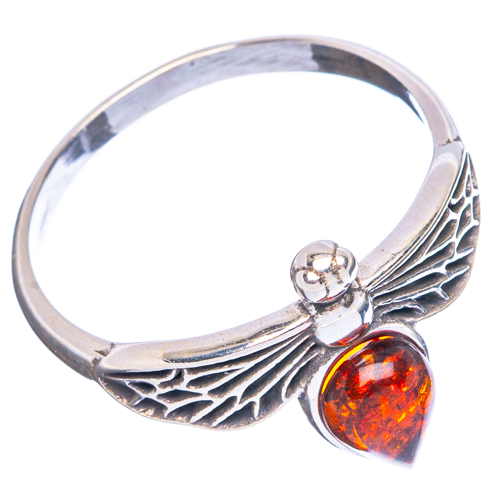 Baltic Amber Honey Bee Ring Size 7.75 (.925 Sterling Silver)