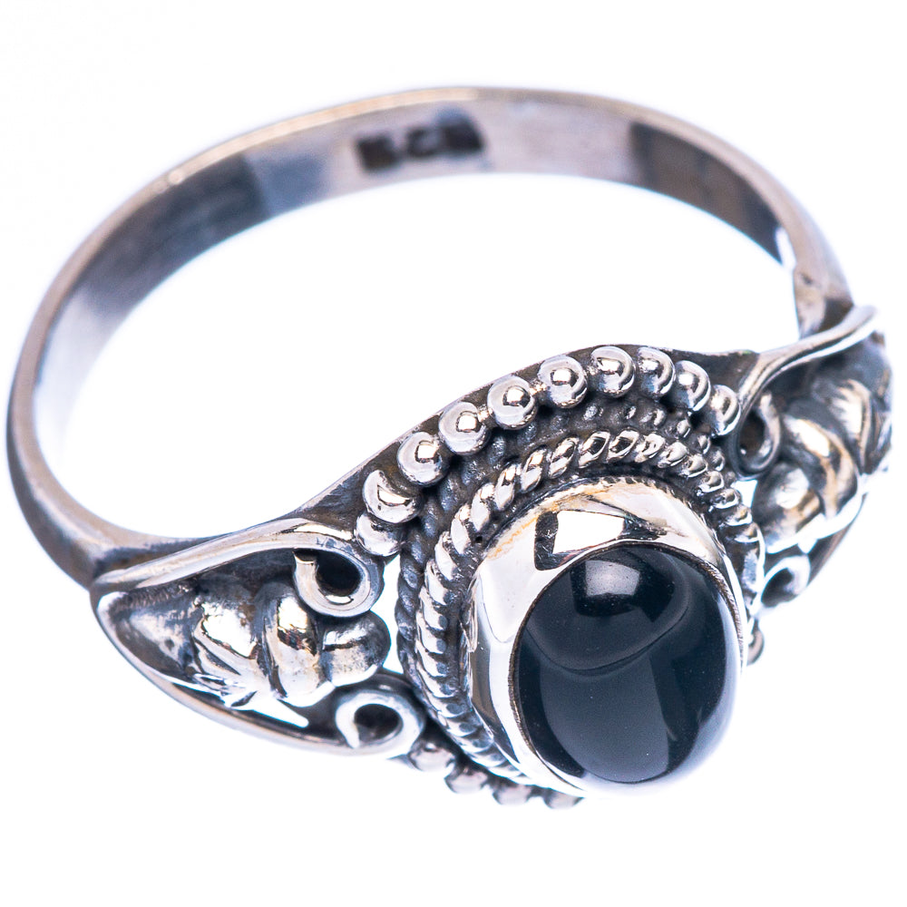 Black Onyx Dainty Ring Size 8 (925 Sterling Silver) R5112