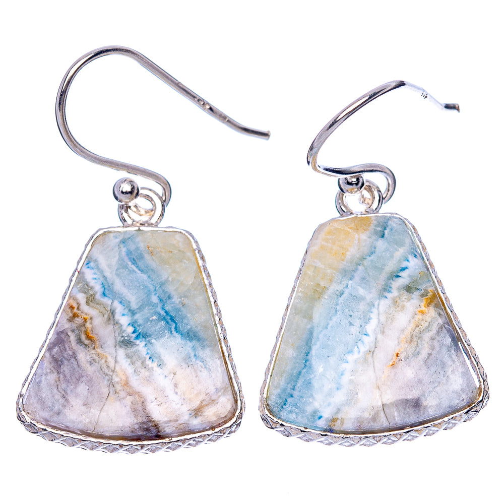 Blue Scheelite Earrings 1 1/4" (925 Sterling Silver) E1743