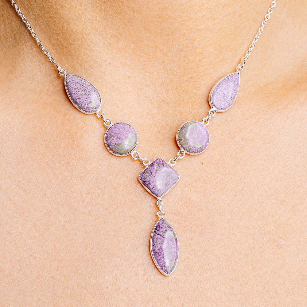 Stichtite Necklace 16 to 18" (.925 Sterling Silver)