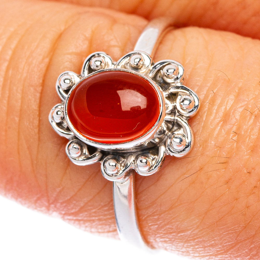 Red Onyx Dainty Ring Size 8 (925 Sterling Silver) R1162