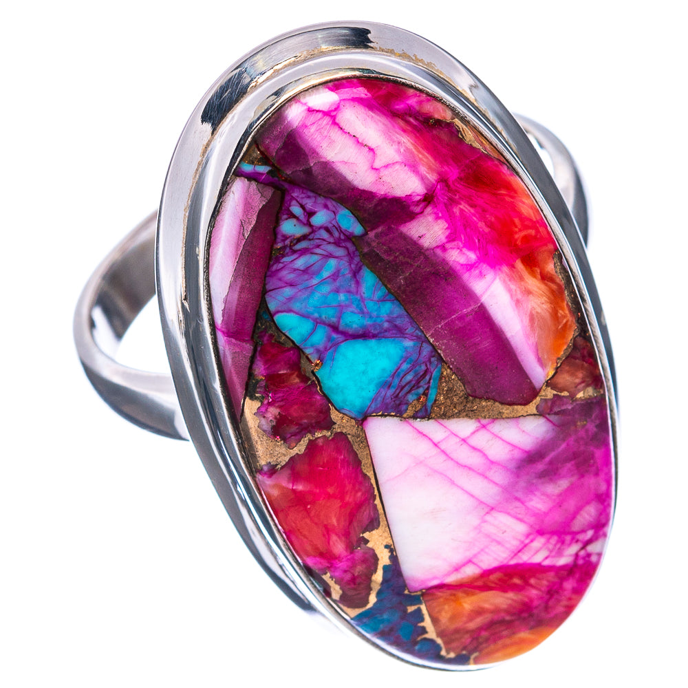 Premium Pink Dahlia Mohave Turquoise Ring Size 9.5 (.925 Sterling Silver)