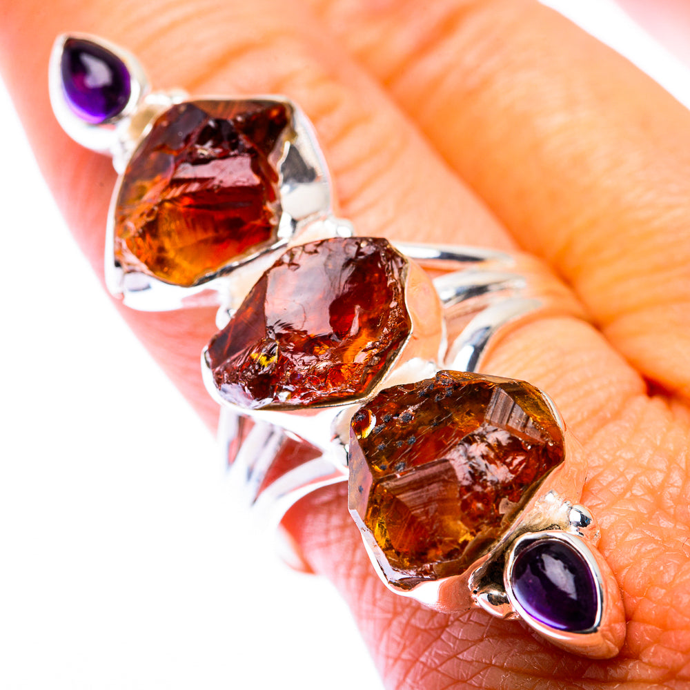 Large Raw Citrine, Amethyst Ring Size 9.75 (925 Sterling Silver) RING140183
