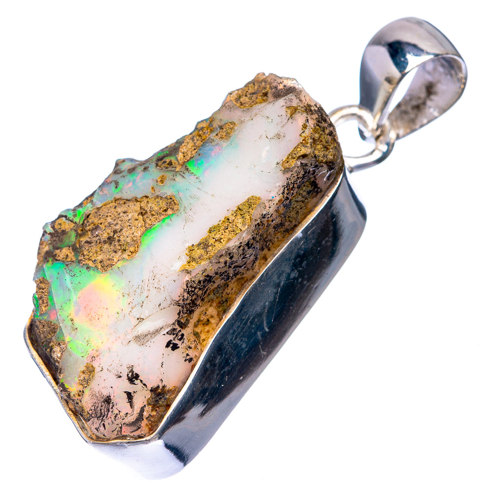 Raw Ethiopian Opal 925 Sterling Silver Pendant 1 3/8" (925 Sterling Silver) PD38628