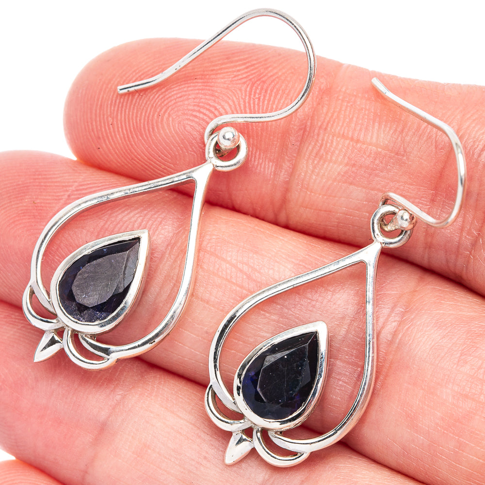 Faceted Tanzanite Earrings 1 5/8" (925 Sterling Silver) E433489
