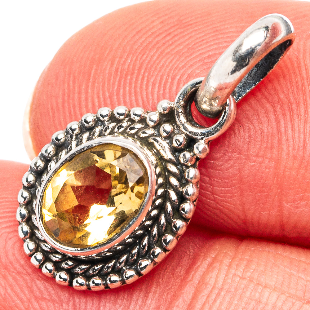 Citrine Dainty Pendant 7/8" (.925 Sterling Silver)