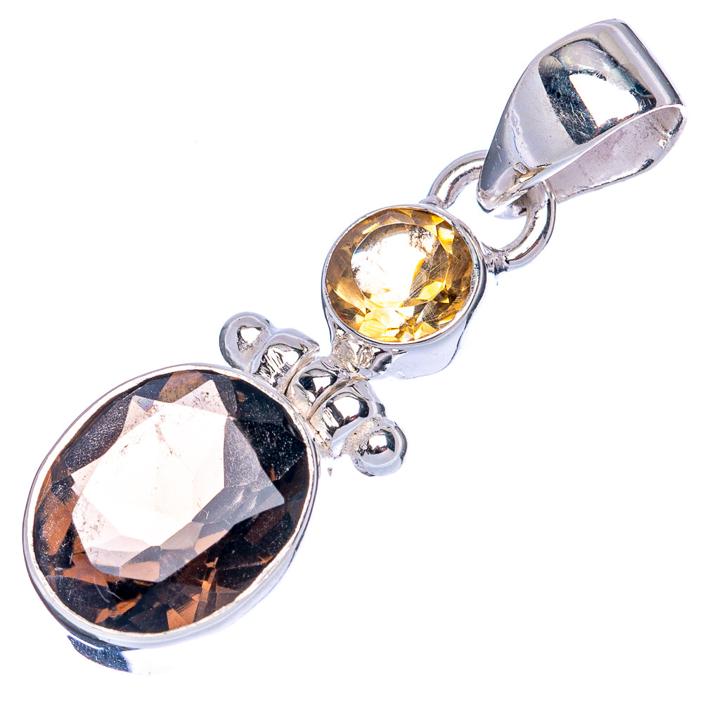 Smoky Quartz, Citrine Pendant 1 3/8" (925 Sterling Silver) P42097
