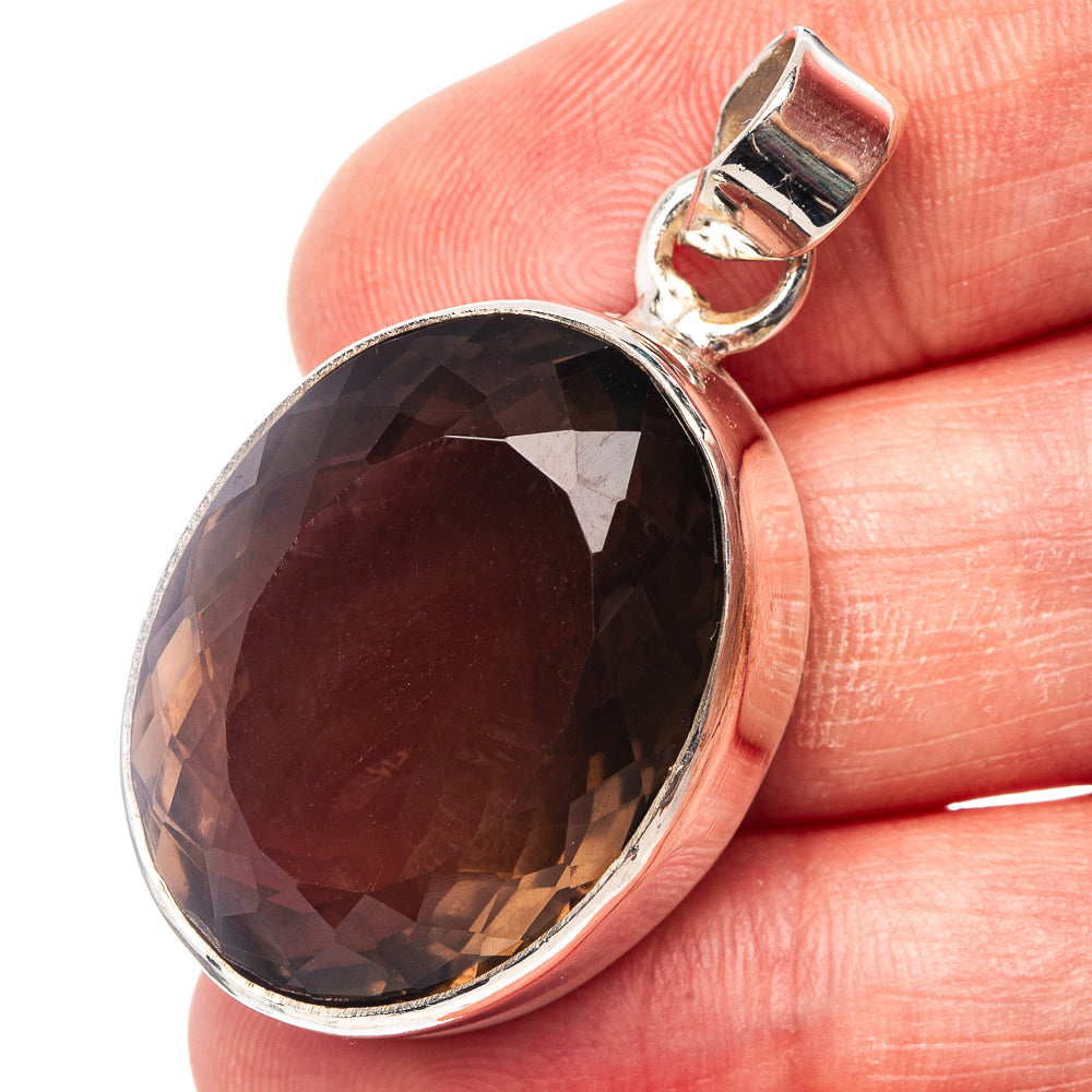 Premium Smoky Quartz Pendant 1 5/8" (.925 Sterling Silver)