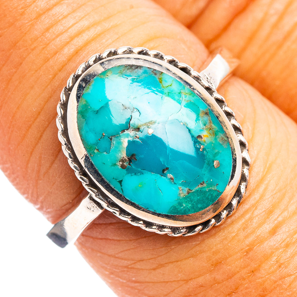 Native Style Mohave Turquoise Ring Size 7.75 (.925 Sterling Silver)