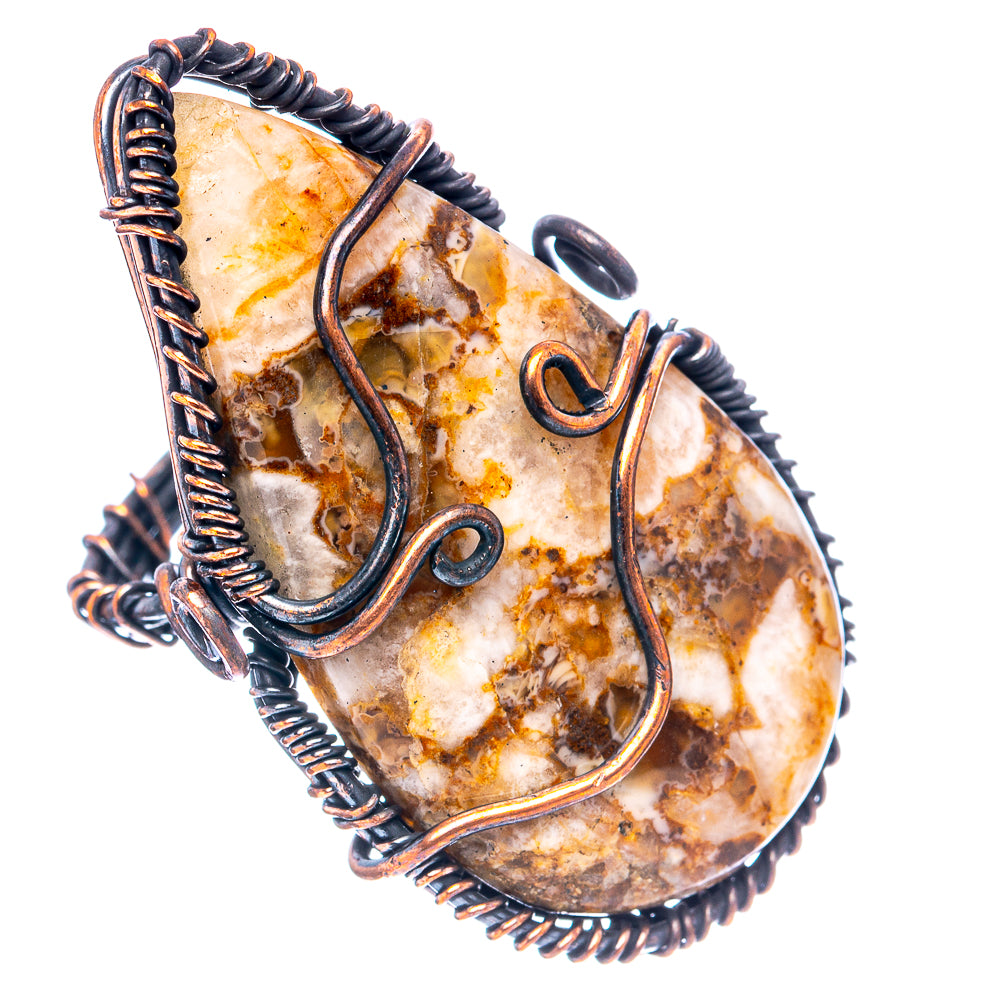 Hungarian Agate Wire Wrap Ring Size 7 (Oxidized Copper)