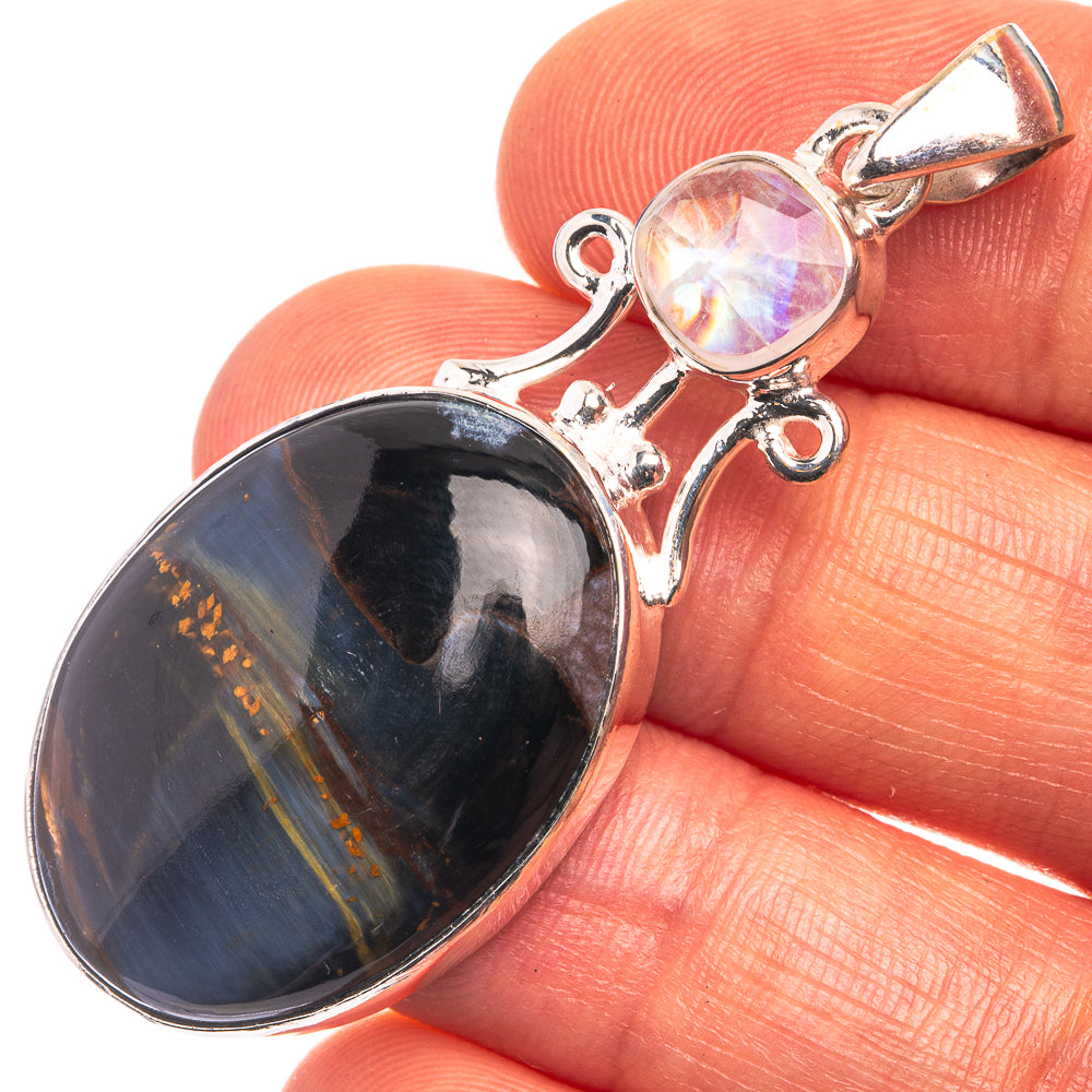 Pietersite, Rainbow Moonstone Pendant 2" (925 Sterling Silver) P38907