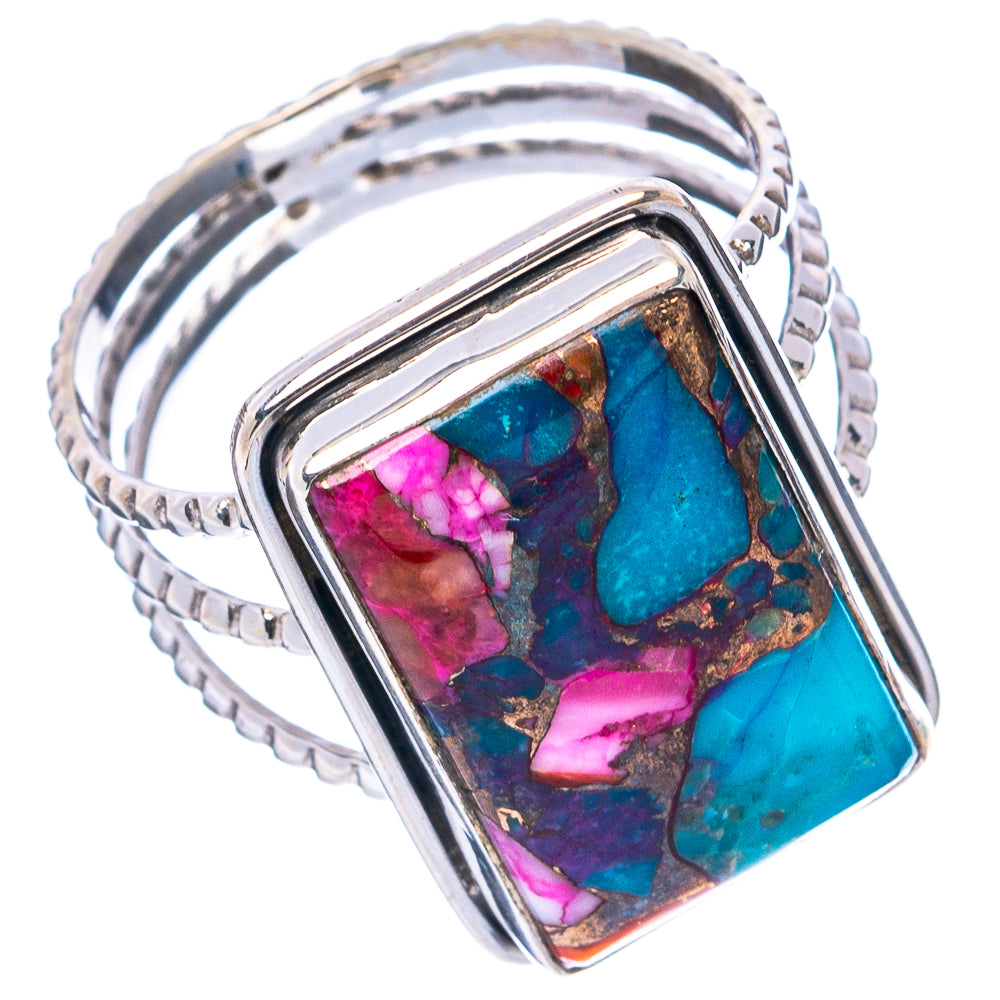 Pink Dahlia Mohave Turquoise Ring Size 9.5 (.925 Sterling Silver)