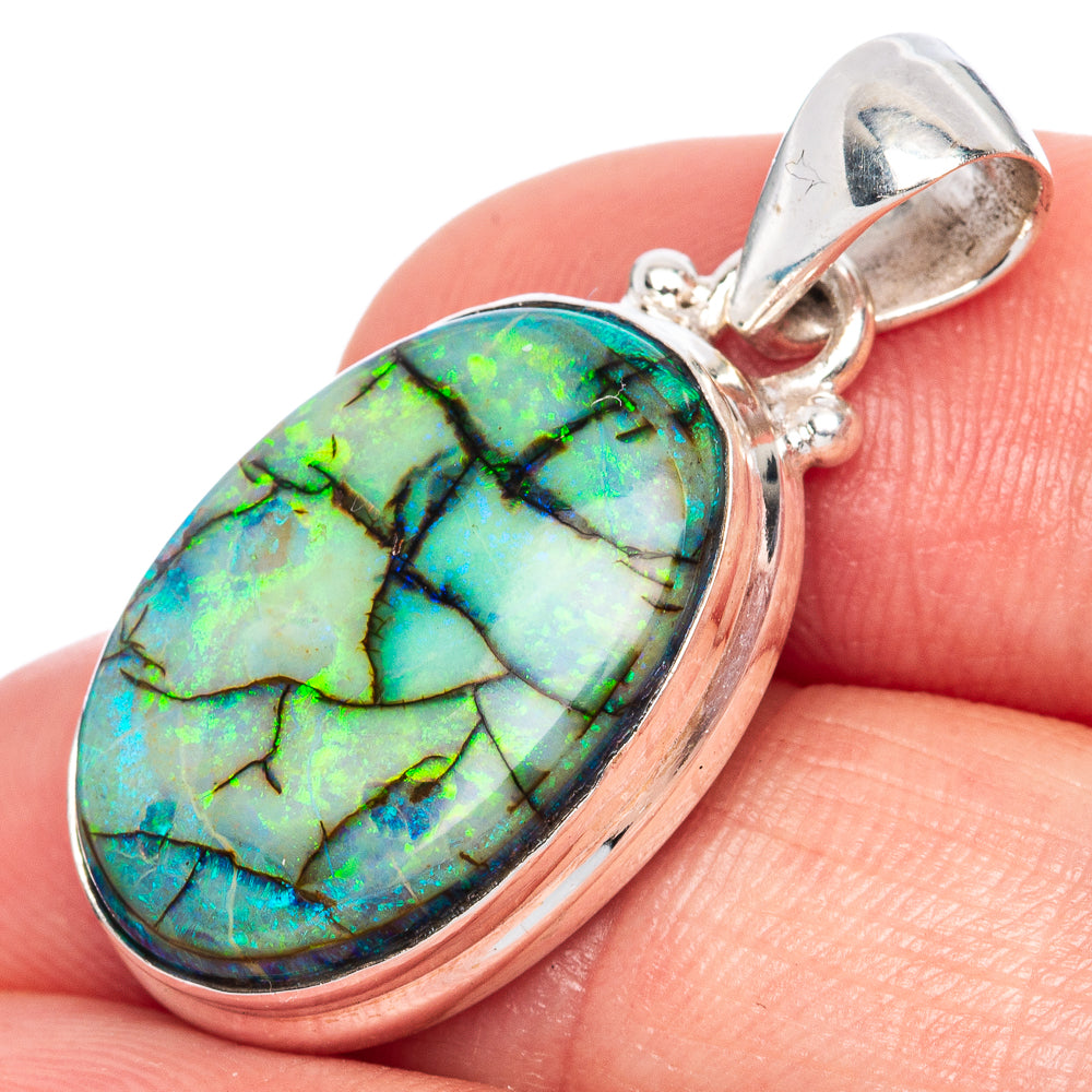 Rare Sterling Opal Pendant 1 1/4" (925 Sterling Silver) P41577