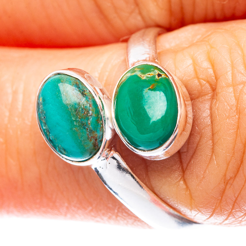 Chrysocolla Dainty Ring Size 7 Adjustable (925 Sterling Silver) R5117