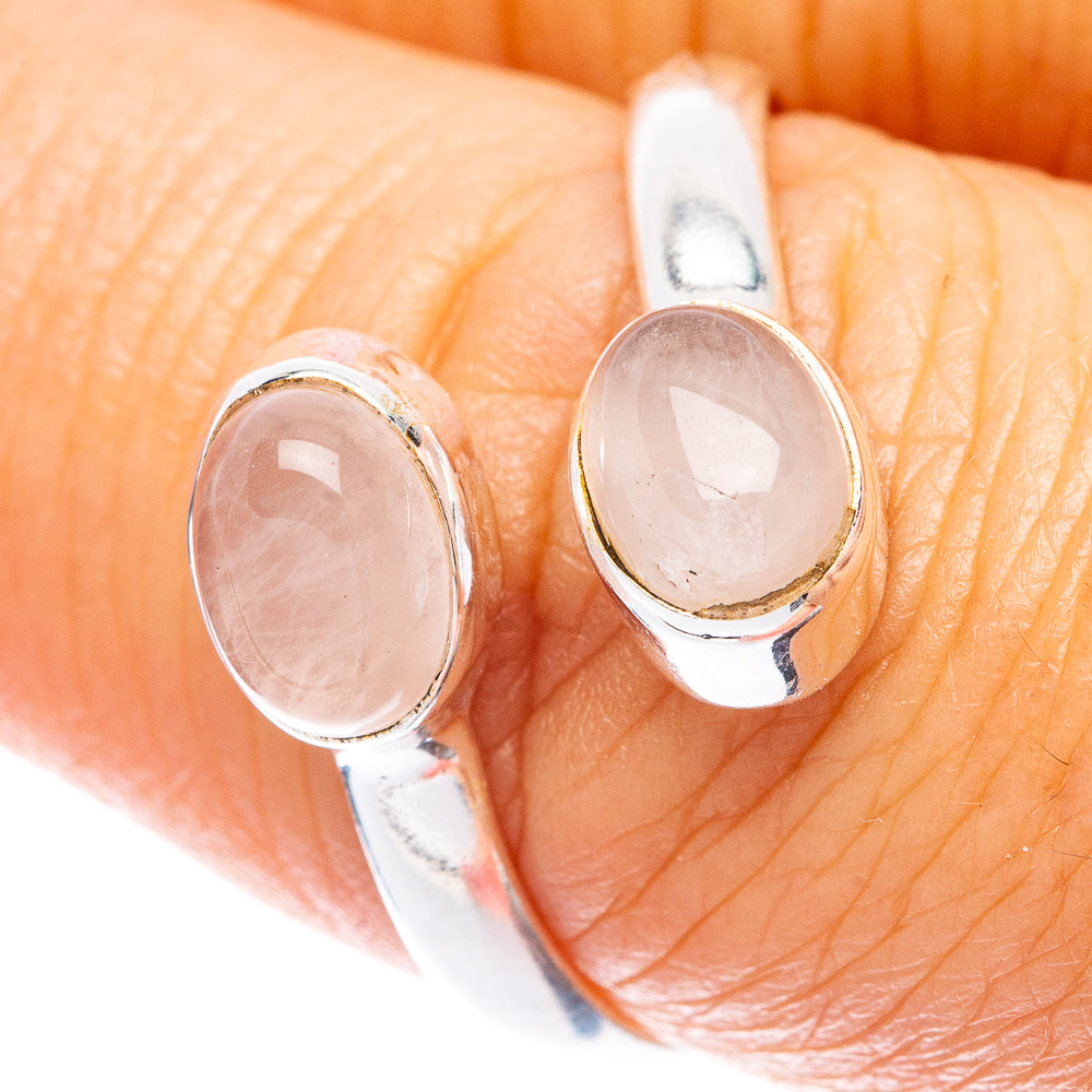 Rose Quartz Dainty Ring Size 7 Adjustable (925 Sterling Silver) R5704