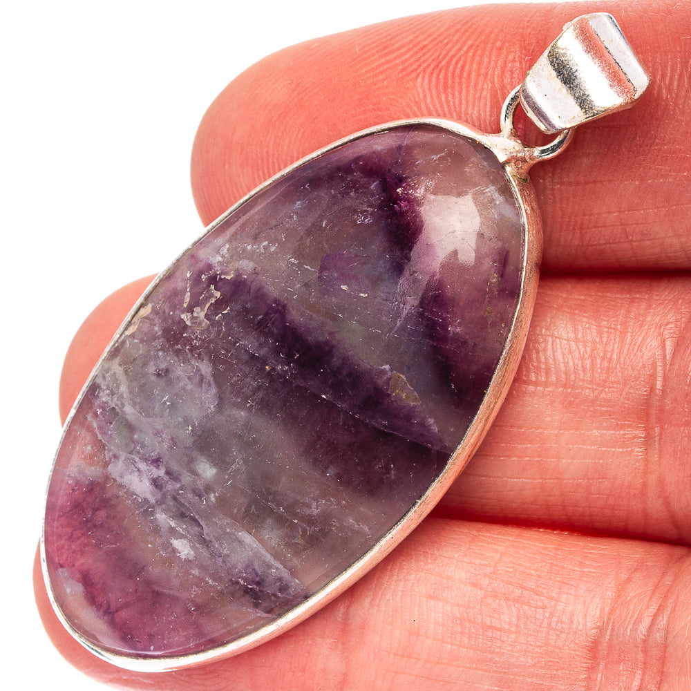 Fluorite Amethyst Pendant 2" (Silver Plated)