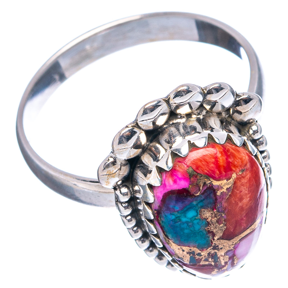 Pink Dahlia Mohave Turquoise Ring Size 7.75 (.925 Sterling Silver)