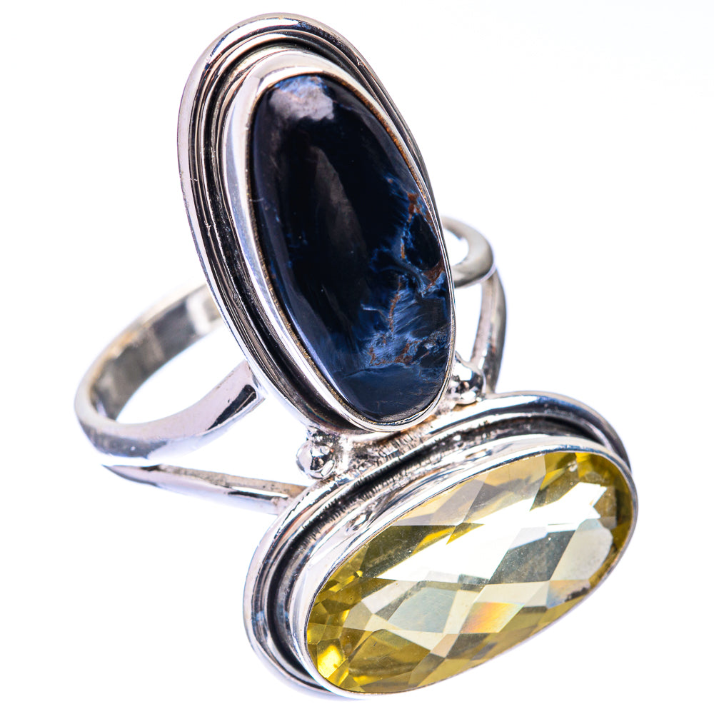 Large Lemon Quartz, Pietersite Ring Size 10 (925 Sterling Silver) R141646
